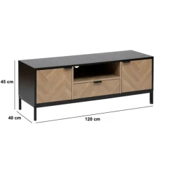 5five Meuble TV 3 portes sof close, Effet bois et noir