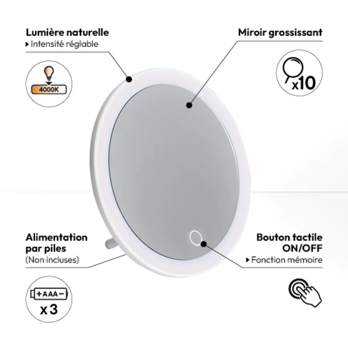 5five Miroir LED pivotant x10