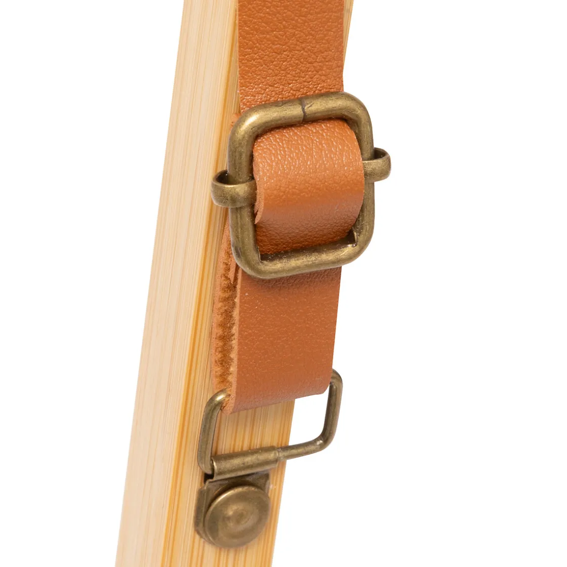 5five Miroir mural avec lanière cuir, 45x35cm, Bambou