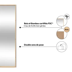 5five Miroir mural 125x35cm, Bambou