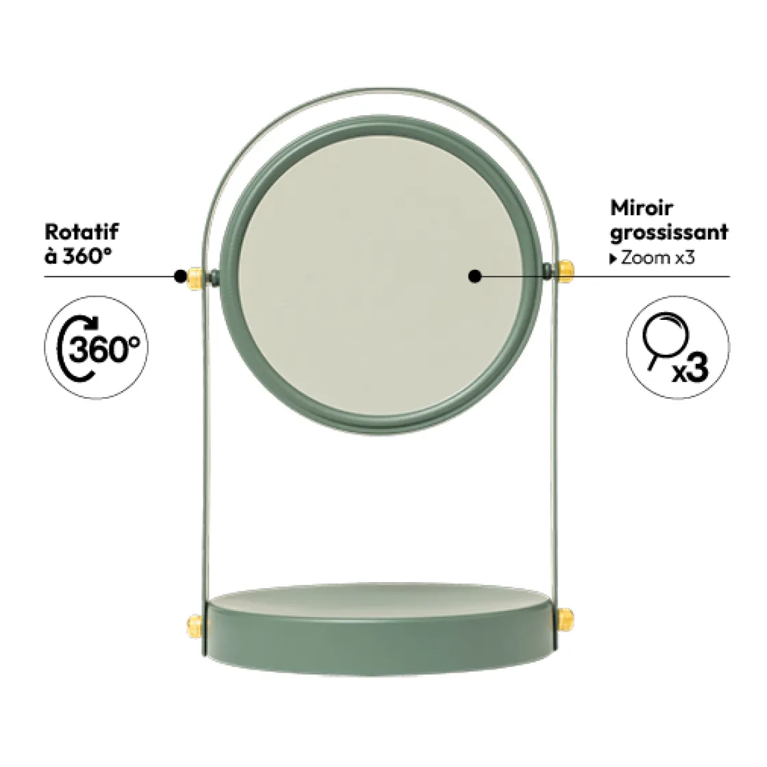 5five Miroir rond pivotant, Ficus