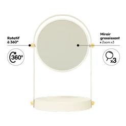 5five Miroir rond pivotant, Ivoire