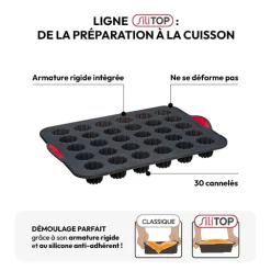 5five Moule 30 cannelés silicone- Noir,rouge