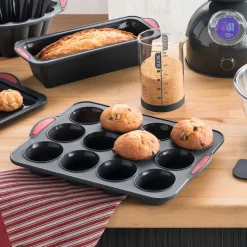 5five Moule 12 muffins silicone- Noir,rouge
