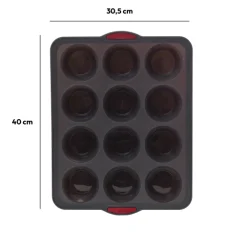5five Moule 12 muffins silicone- Noir,rouge