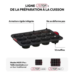 5five Moule 12 muffins silicone- Noir,rouge