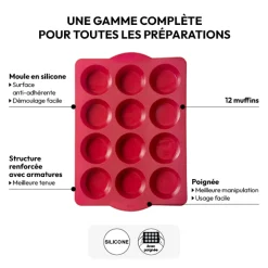 5five Moule 12 muffins silicone- Rouge
