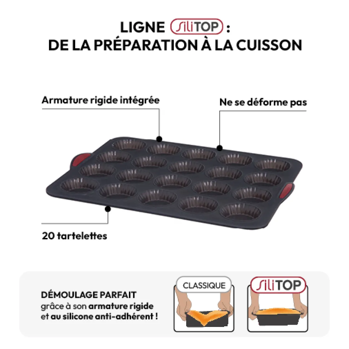 5five Moule 20 tartelettes silicone - Noir, rouge