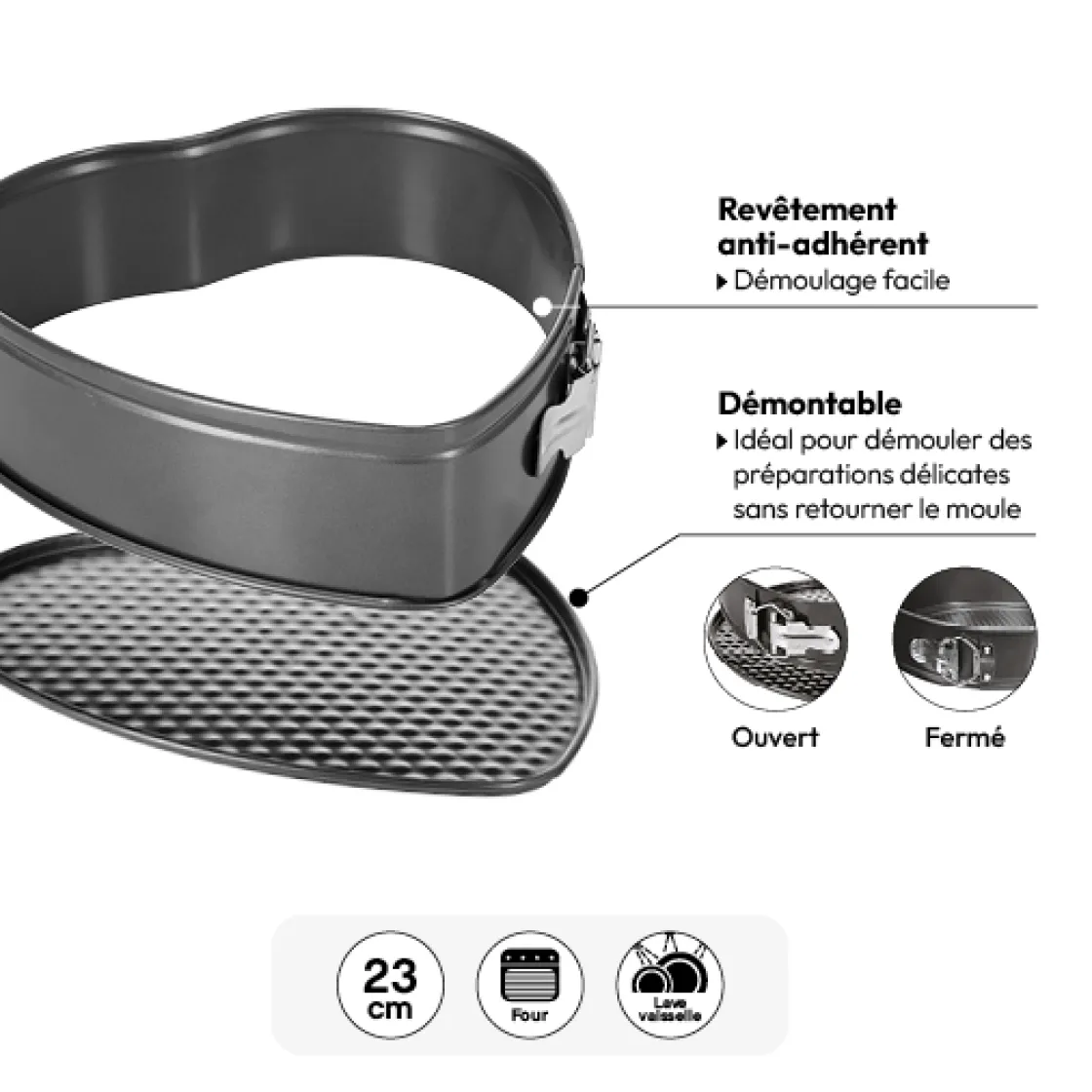 5five Moule coeur démontable métal, 24cm