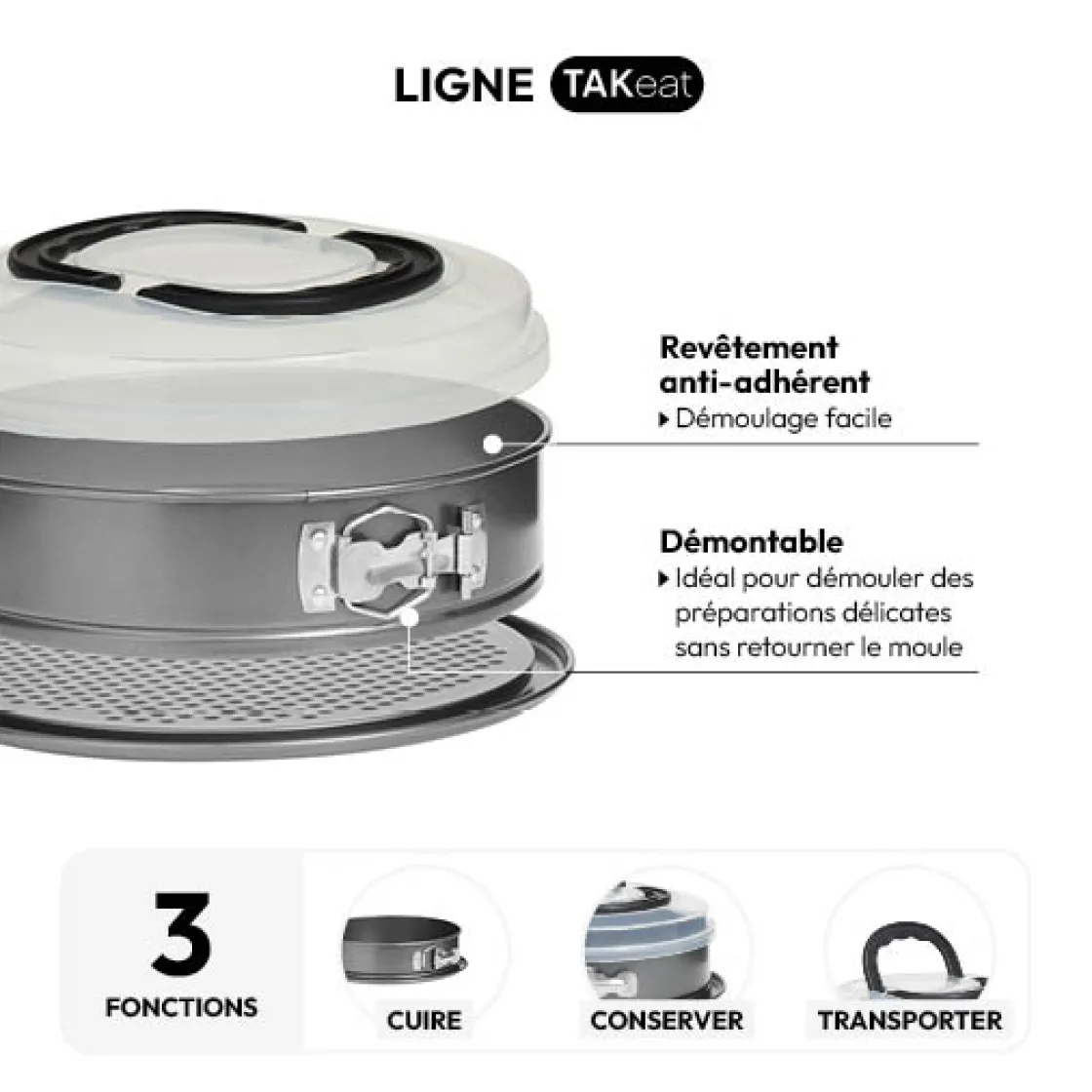 5five Moule démontable couvercle 26cm, Acier