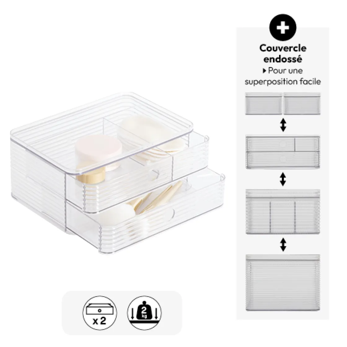 5five Organisateur 3 compartiments, Transparent