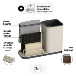 5five Organiseur d'évier 4en1, Beige