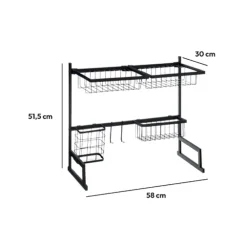5five Organiseur d'évier égouttoir en métal, Noir