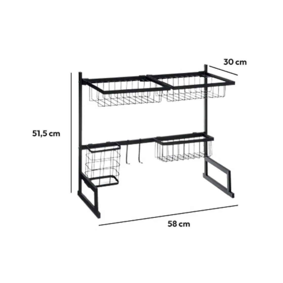 5five Organiseur d'évier égouttoir en métal, Noir