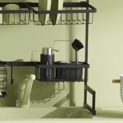 5five Organiseur évier avec distributeur 150ml, Noir