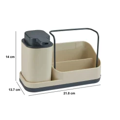 5five Organiseur évier avec distributeur 300ml, Beige