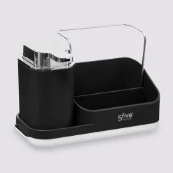 5five Organiseur évier avec distributeur 300ml, Gris noir