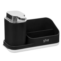 5five Organiseur évier avec distributeur 300ml, Gris noir
