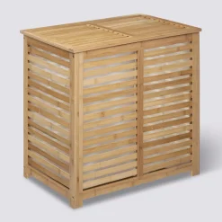 5five Panier à linge double 50L, Bambou