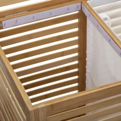 5five Panier à linge double 50L, Bambou