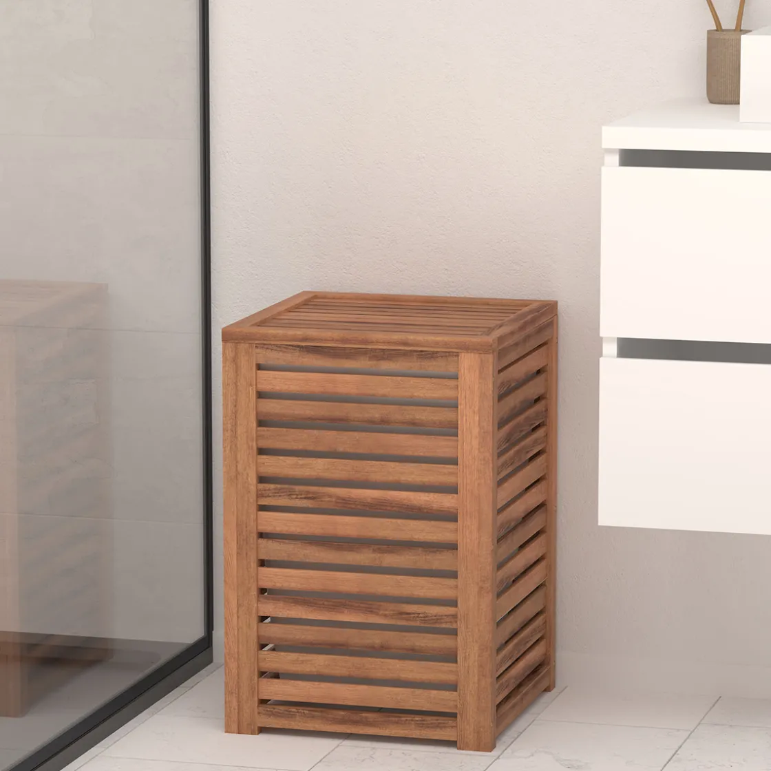 5five Panier à linge 65L, Acacia