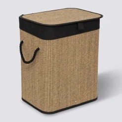5five Panier à linge 60L, Bambou et noir