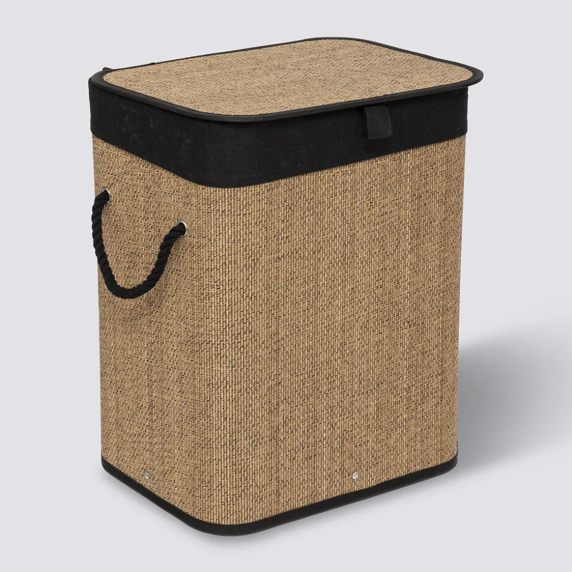 5five Panier à linge 60L, Bambou et noir