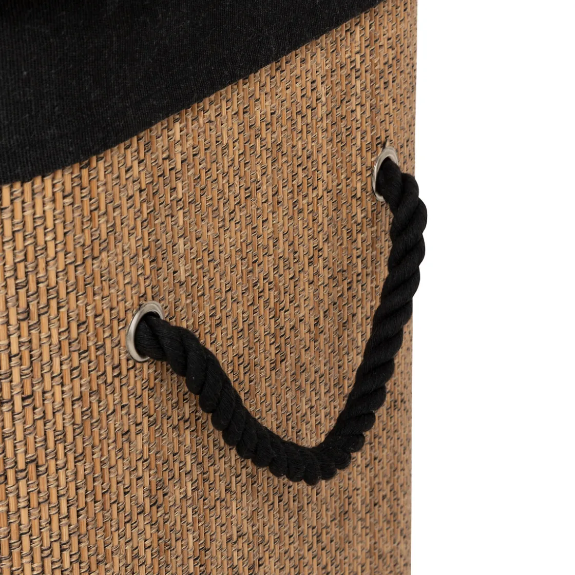 5five Panier à linge 60L, Bambou et noir