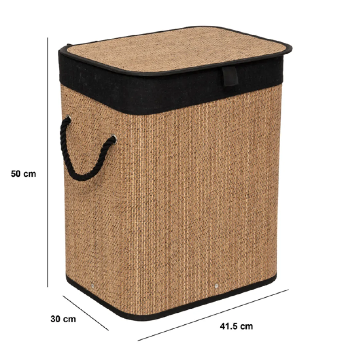 5five Panier à linge 60L, Bambou et noir