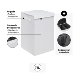 5five Panier à linge 74L, Blanc