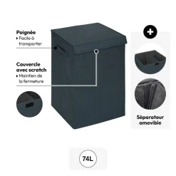 5five Panier à linge 74L, Bleu pétrole