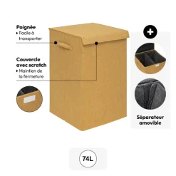 5five Panier à linge 74L, Jaune moutarde