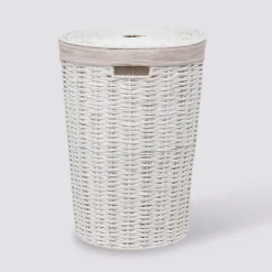 5five Panier à linge rond 40L, Blanc