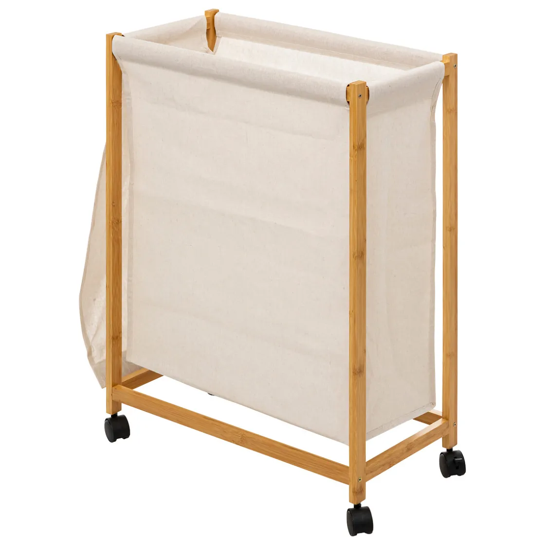 5five Panier à linge roulette 52L, Beige