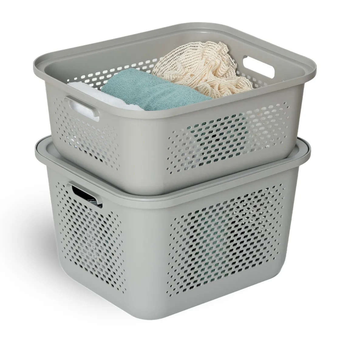 5five Panier avec couvercle 19,6L, Lin