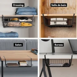 5five Panier de rangement à suspendre 31,5cm, Noir