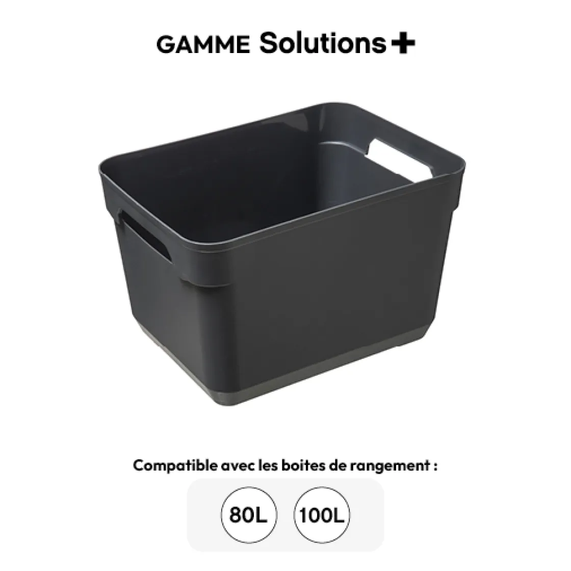 5five Panier en plastique grand modèle, Gris