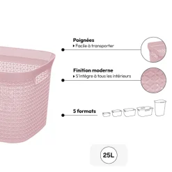 5five Panier en plastique 25L, Rose