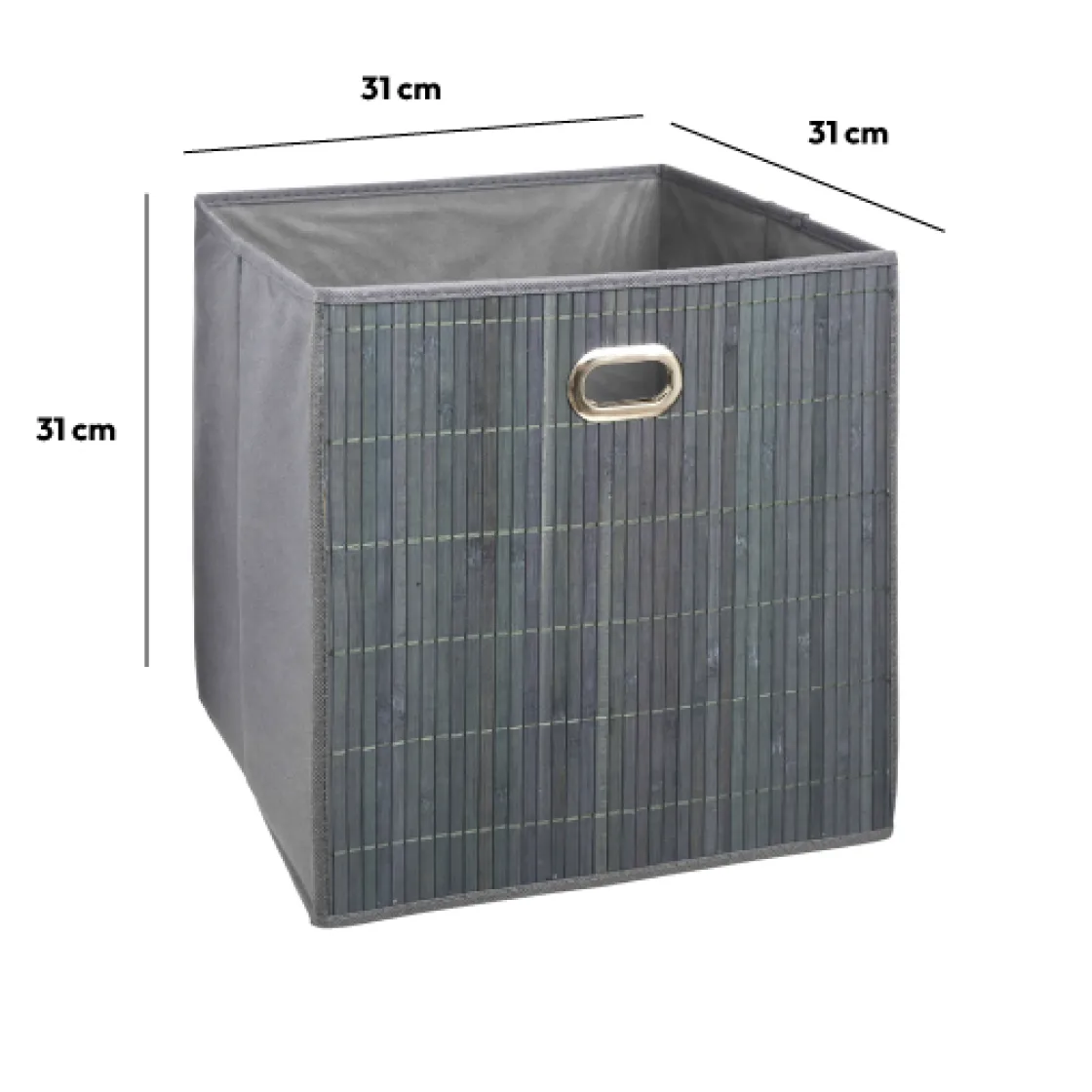 5five Panier latte bambou 31x31cm, Gris