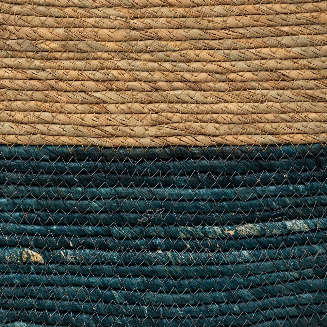 5five Panier paille 31x15 cm, Bleu pétrole