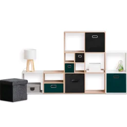 5five Panier tissu 31x15 cm, Bleu pétrole