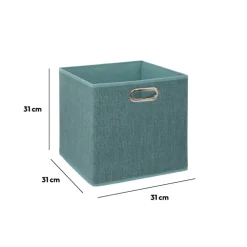 5five Panier tissu 31x31 cm, Bleu pétrole Chiné