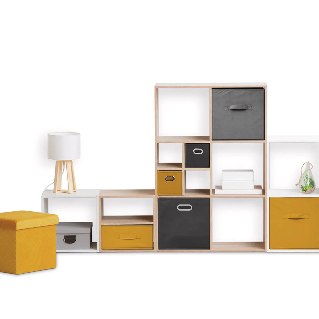 5five Panier tissu 31x31 cm, Jaune moutarde