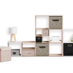 5five Panier tissu 31x31cm, motif noir/blanc