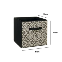 5five Panier tissu 31x31cm, motif noir/blanc