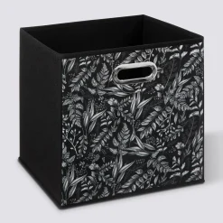 5five Panier tissu 31x31cm, Noir avec motifs