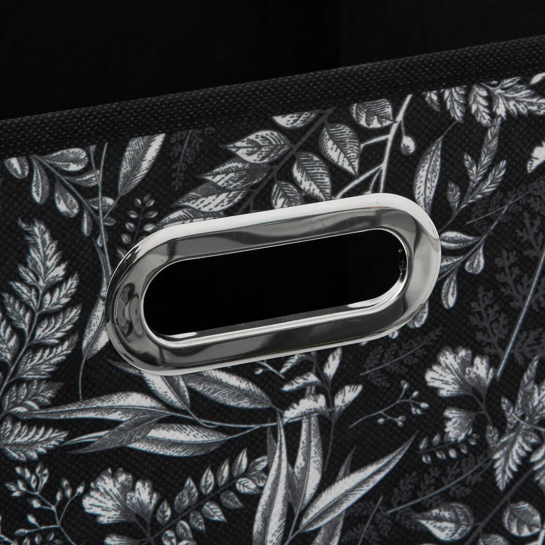 5five Panier tissu 31x31cm, Noir avec motifs