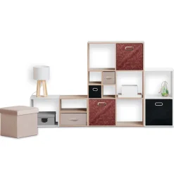 5five Panier tissu 31x31cm, Rouge avec motifs