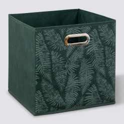 5five Panier tissu 31x31cm, Vert avec motifs