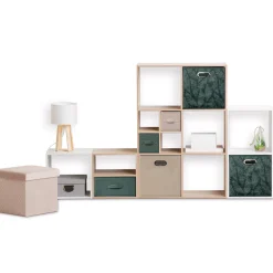 5five Panier tissu 31x31cm, Vert avec motifs